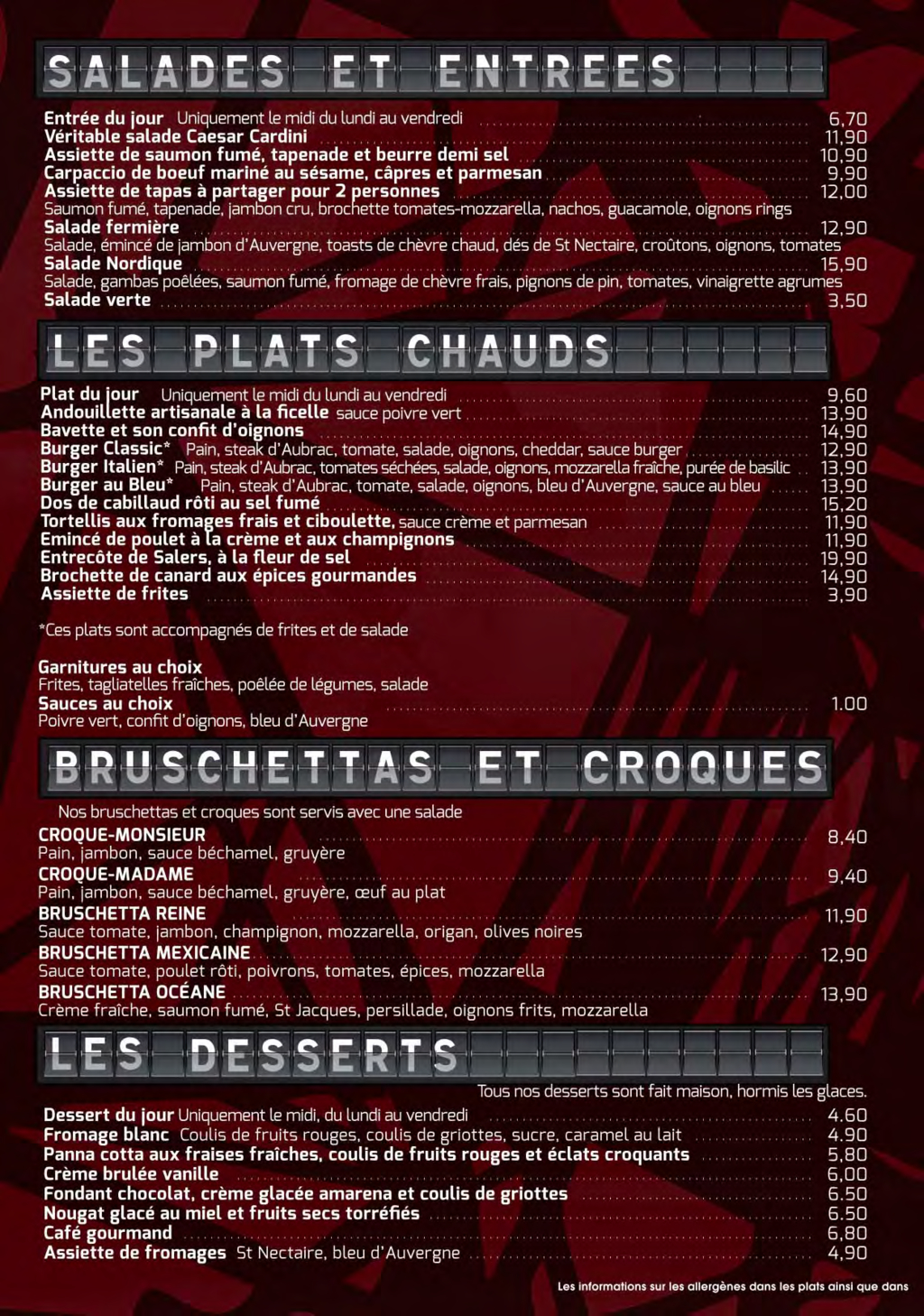Carte & menus Brasserie de la Gare Montluçon