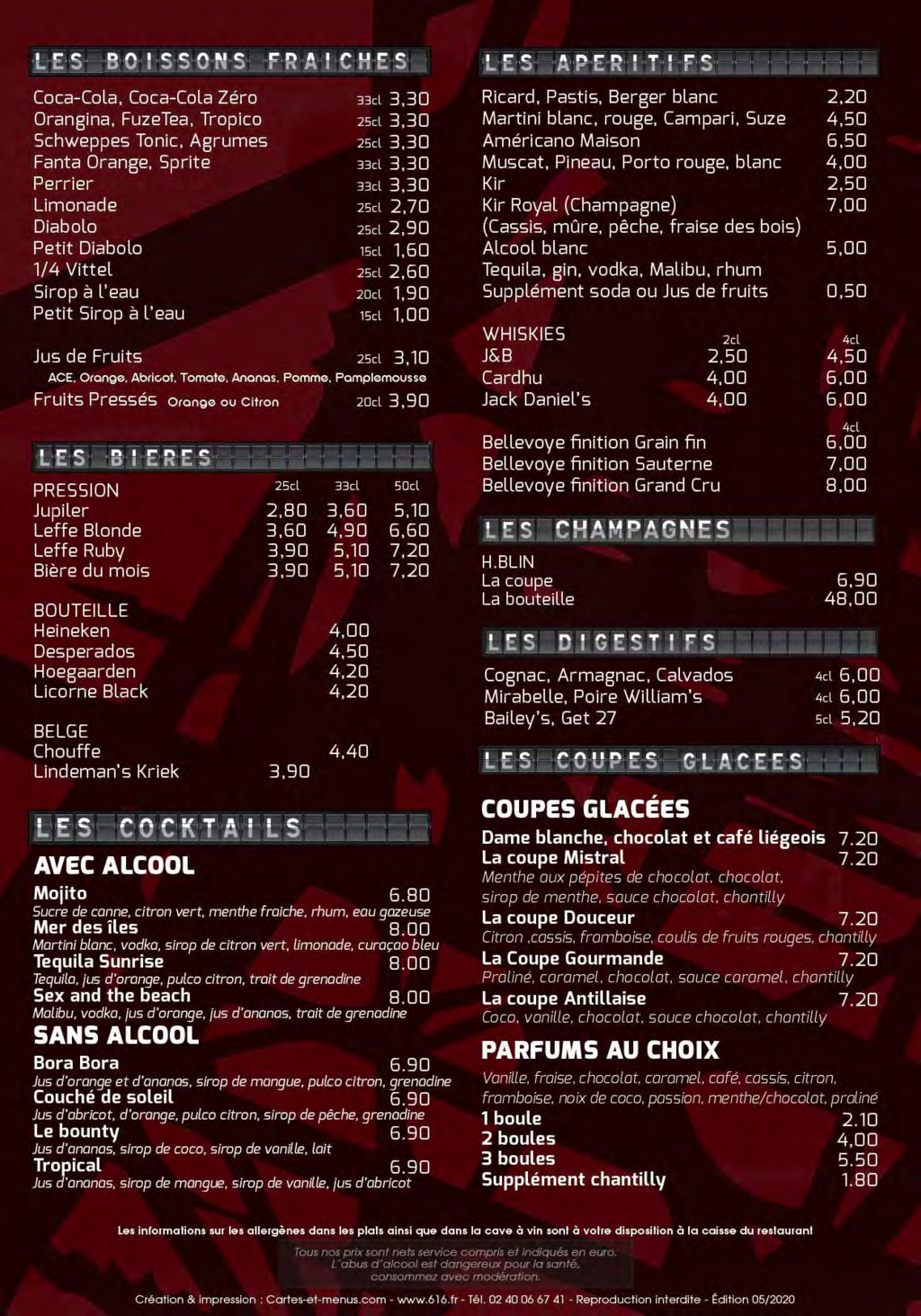Carte & menus Brasserie de la Gare Montluçon